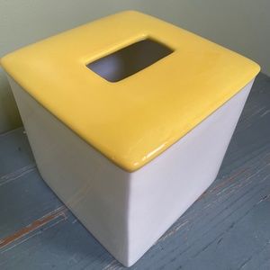 Kate Spade New York Ceramic Tissue Box Cover - White w/ Yellow Top
